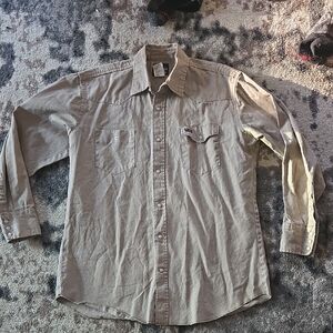 Men's Wrangler Beige Pearl Snap Button-Up Shirt